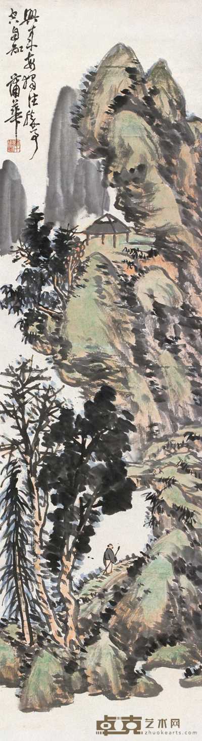 蒲华 林壑杖行图 立轴 151×41cm